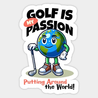 Planet Earth Playing Golf Sticker